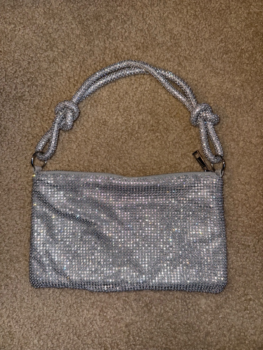 Silver Crystal-Embellished Women’s Evening Bag